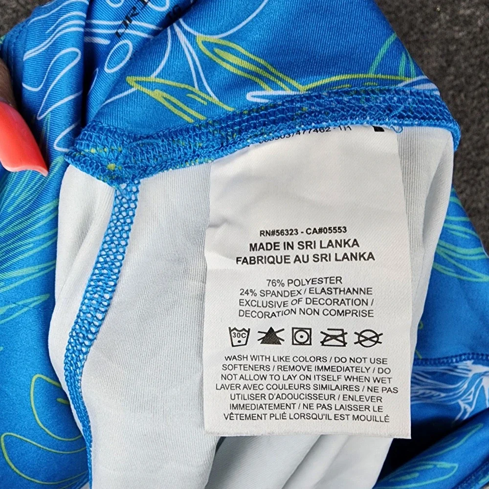 Nike Shorts Womens XL Dri-FIT Tropical Leaf Blue Compression Bike Shorts EUC